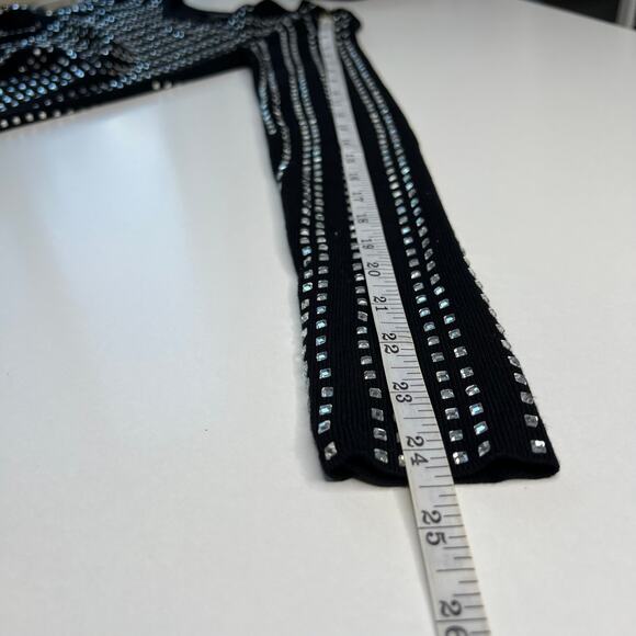 HERA Collection Women's Retro Bodycon Studded Black Dress Long Sleeves Size S - Picture 12 of 16